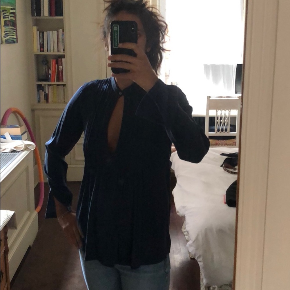 Navy silk Theory blouse - Picture 3 of 3